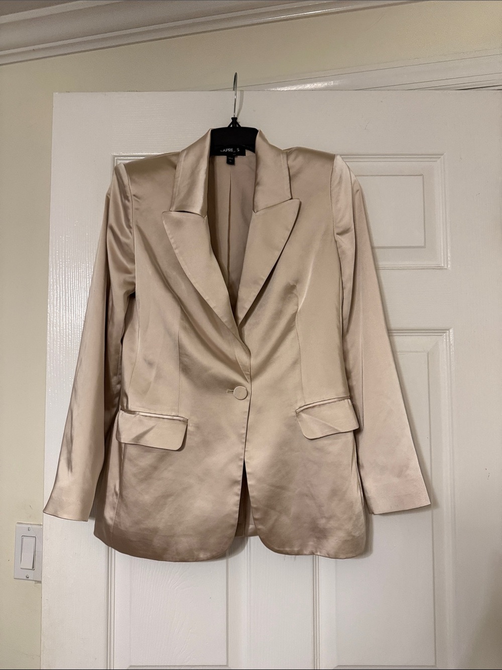 Express Lavish Alice Satin Champagne-Blue Beige Blazer Jacket